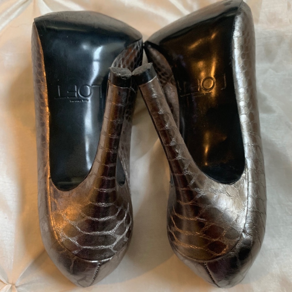 Ann Taylor Loft Gray Snakeprint Pumps sz8.5 - Picture 6 of 7